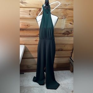 Lulu’s Forest Green Open Back Halter Top Pant Suit - Women’s Size Small